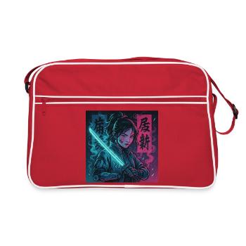 Cyber Samurai Girl Harajuku Y2K Anime Streetwear - Sac Retro - rouge/blanc - Devant