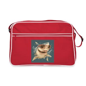 Coolest shark with sunglasses – holiday vibes! - Retro Bag - red/white - Front