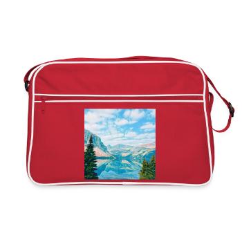 Reflet bleu ciel du lac de montagne - Sac Retro - rouge/blanc - Devant