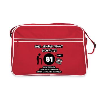 81 und legendär: Gebiss raus, Stocktanz an! - Retro Tasche - Rot/Weiß - Vorne