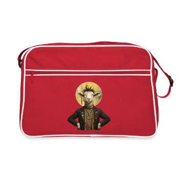 Mond Gentleman Schaf - Retro Tasche - Rot/Weiß - Vorne