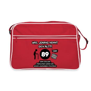 89 und legendär: Gebiss raus, Stocktanz an! - Retro Tasche - Rot/Weiß - Vorne