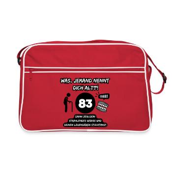 83 und legendär: Gebiss raus, Stocktanz an! - Retro Tasche - Rot/Weiß - Vorne