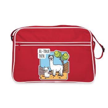 Papa alpaga avec fils alpaga, ou lama ? - Sac Retro - rouge/blanc - Devant