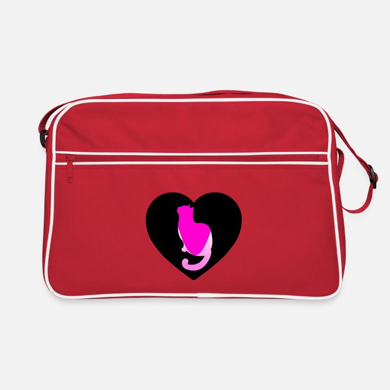 Katze - Retro Tasche - Rot/Weiß