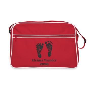 Kleines Wunder 2026 – Liebe von Anfang an - Retro Tasche - Rot/Weiß - Vorne