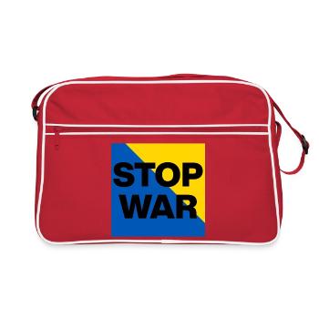 Stop War – Peace Now, Frieden in der Ukraine - Retro Tasche - Rot/Weiß - Vorne