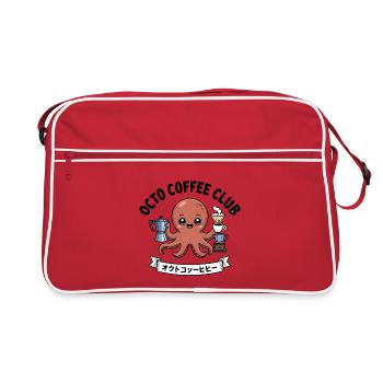 Octo Coffee Club - Funny Octopus T-Shirt - Retro Bag - red/white - Front