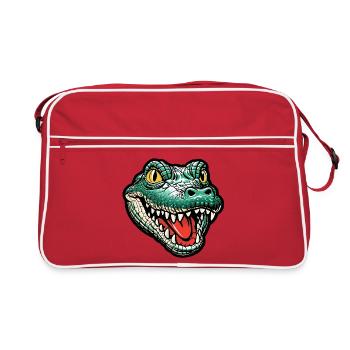 Grinning Crocodile Head - Retro Bag - red/white - Front