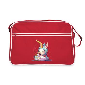 Rêve nue de licorne câline - Sac Retro - rouge/blanc - Devant