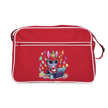 Joueur technologique licorne dans un studio créatif - Sac Retro - rouge/blanc - Devant