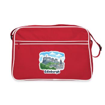 Edinburgh Castle Skyline Schottland Souvenirkunst - Retro Tasche - Rot/Weiß - Vorne