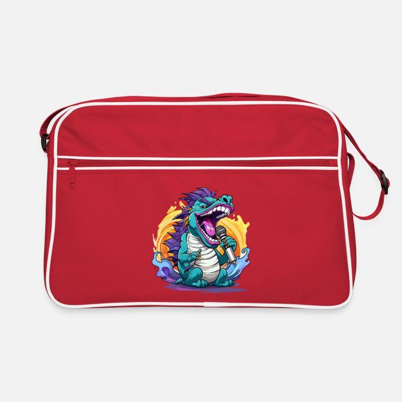 Drachen-Sänger mit Mikrofon Retro Tasche