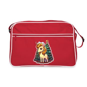 Licorne de Noël dans la Forêt des Lumières - Sac Retro - rouge/blanc - Devant
