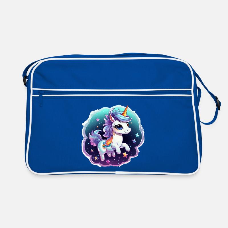 Kosmisches Einhorn mit Schal Retro Tasche