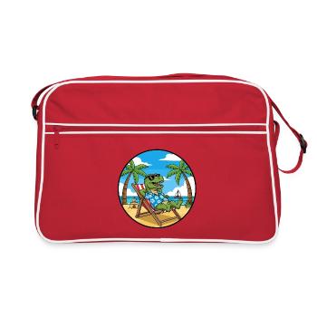 Ambiances estivales cool de vacances à la plage de dinosaures - Sac Retro - rouge/blanc - Devant