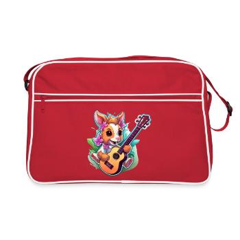 Lapin à la guitare et aux fleurs - Sac Retro - rouge/blanc - Devant