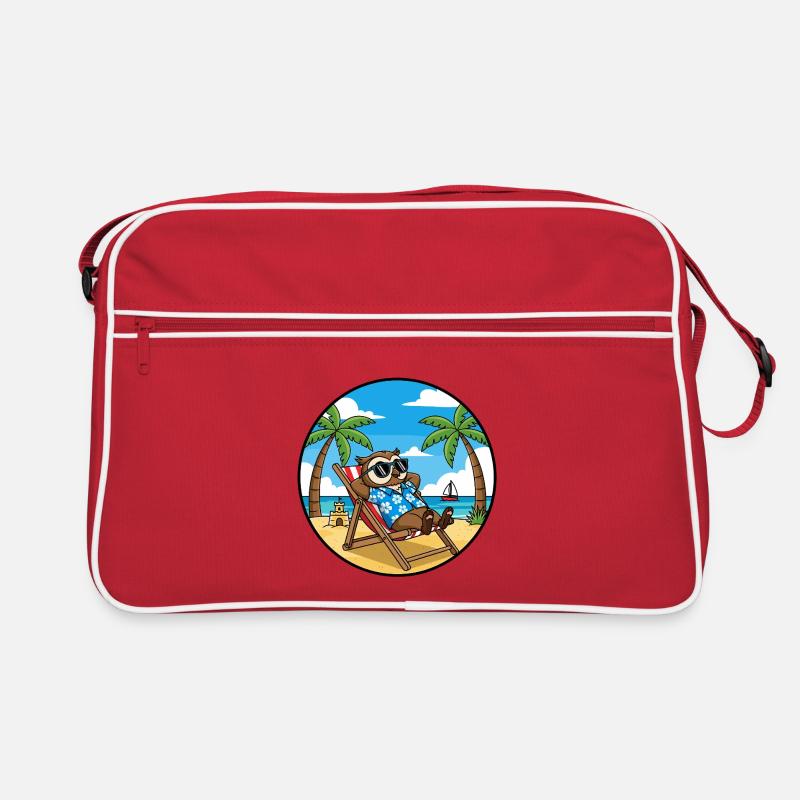 Coole Eulenstrandurlaub-Sommervibes - Retro Tasche - Rot/Weiß