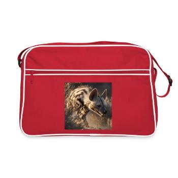 Nature sauvage du désert de la hyène rayée - Sac Retro - rouge/blanc - Devant
