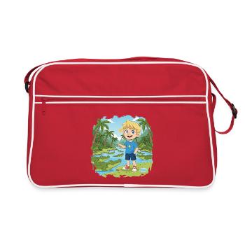 Bouno der Abenteurer im Krokodil-Sumpf - Retro Tasche - Rot/Weiß - Vorne