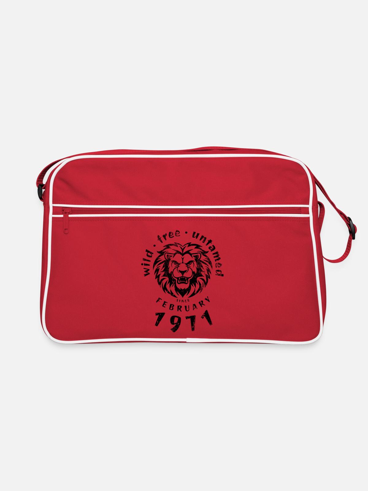 Wild, free & untamed since 02/1971 - Retro Bag - red/white - Front