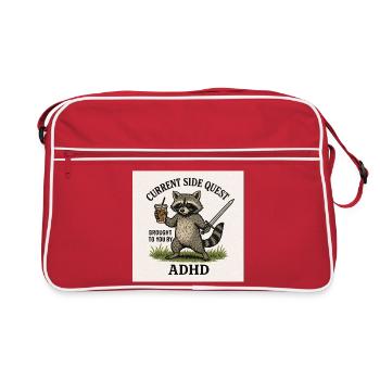 Raccoon Side Quest ADHD - Retro Bag - red/white - Front