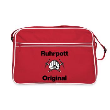 Ruhrpott Original, Bergmann Stolz! NRW, Coal - Retro Bag - red/white - Front