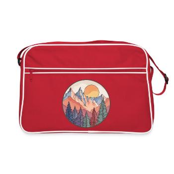 Montagne au coucher de soleil – Motif nature - Sac Retro - rouge/blanc - Devant