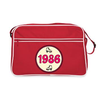 Geburtstag 1986 Rollschuhfahren - Retro Tasche - Rot/Weiß - Vorne