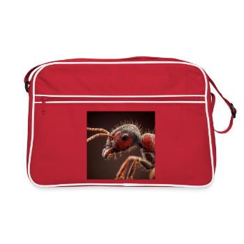 Ants Macro Realistic Wildlife Portrait - Retro Bag - red/white - Front