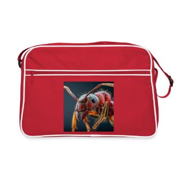 Ants Macro Portrait Realistic Wildlife - Retro Bag - red/white - Front