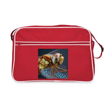 Extreme Dragonflies Macro Portrait Wildlife Graphic - Retro Bag - red/white - Front