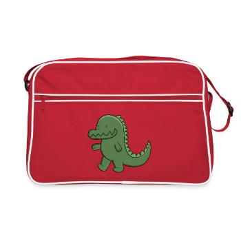 Mignon alligator vert Crocodile Kawaii heureux - Sac Retro - rouge/blanc - Devant