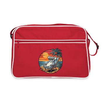 Koala drôle sur la plage Coucher de soleil des vacances d’été - Sac Retro - rouge/blanc - Devant