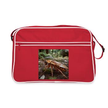 Realistic Cockroach – Macro Insect Design - Retro Bag - red/white - Front