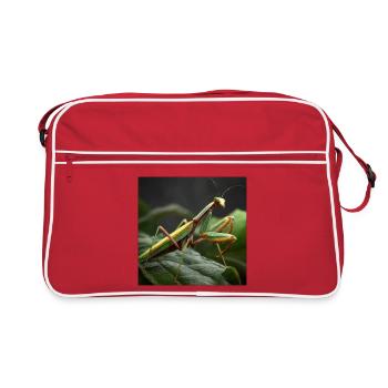 Praying mantis Makro – Elegant mantis - Retro Bag - red/white - Front