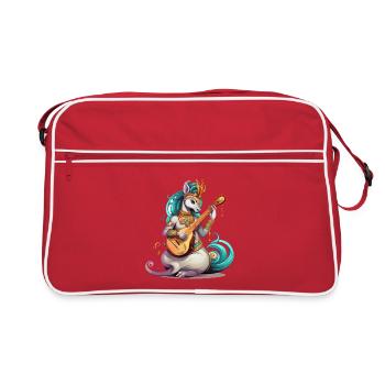 Musicien licorne avec luth doré - Sac Retro - rouge/blanc - Devant