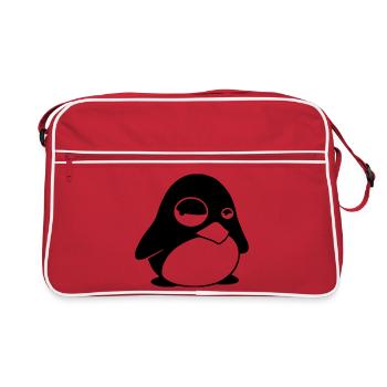 Grumpy Tux – Funny Linux Penguin for Nerds - Retro Bag - red/white - Front