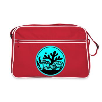 Korallen Symbol Korallenriff Ozean - Retro Tasche - Rot/Weiß - Vorne
