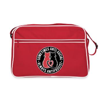 Anti Social Antifa - Antifascist Merch - Retro Bag - red/white - Front