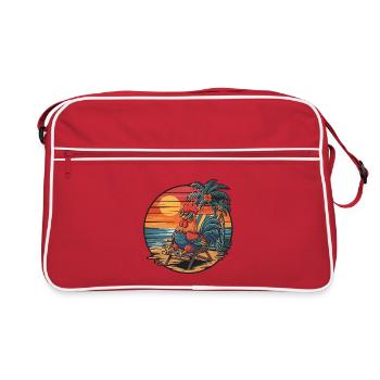 Coq drôle sur la plage pendant les vacances d’été - Sac Retro - rouge/blanc - Devant