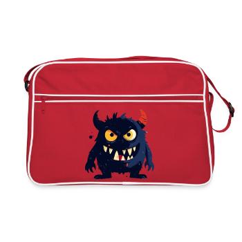 little naughty monster with horns sharp teeth - Retro Bag - red/white - Front