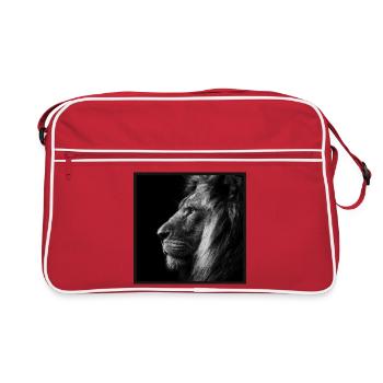 Majestueux Lion Noble Portrait en noir et blanc - Sac Retro - rouge/blanc - Devant