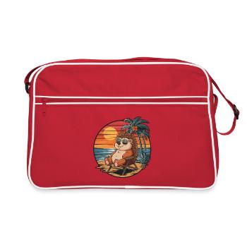 Drôle de hérisson sur les vacances d’été à la plage - Sac Retro - rouge/blanc - Devant