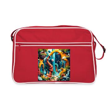Colorful Dream World Dinosaur - Retro Bag - red/white - Front