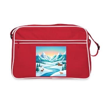 Paysages alpins d’hiver avec cerfs et huttes - Sac Retro - rouge/blanc - Devant