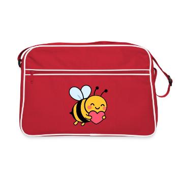 Joyeuse abeille avec le cœur - Sac Retro - rouge/blanc - Devant