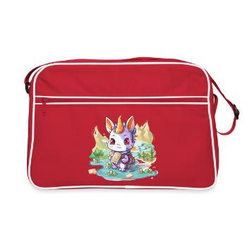 Lapin licorne errant avec carte - Sac Retro - rouge/blanc - Devant