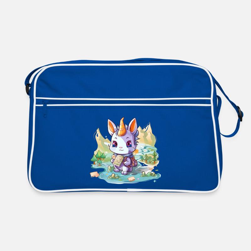 Wandernder Einhornhase mit Karte Retro Tasche