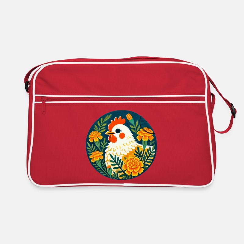 Sunny Hen Among Bold Florals Retro Bag